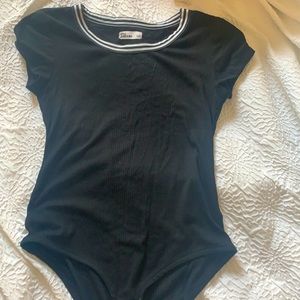 Black bodysuit with white collar